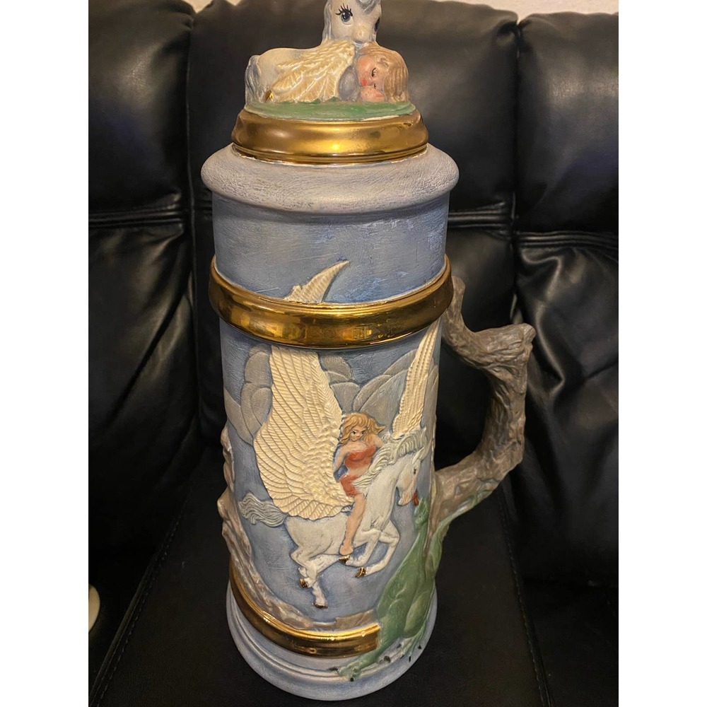 Large Hand Painted Ceramic Stein
